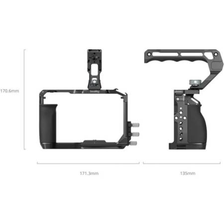 SmallRig 5647 - zestaw, klatka, uchwyt górny i zacisk kabli HDMI i USB-C, do Nikon ZR - wymiary